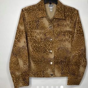 CHICO’S 1990s VINTAGE LEOPARD DENIM JACKET